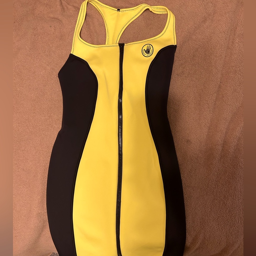 BODY GLOVE NEOPRENE ZIPPER SWIMSUIT SWIM DRESS in YELLOW NEON